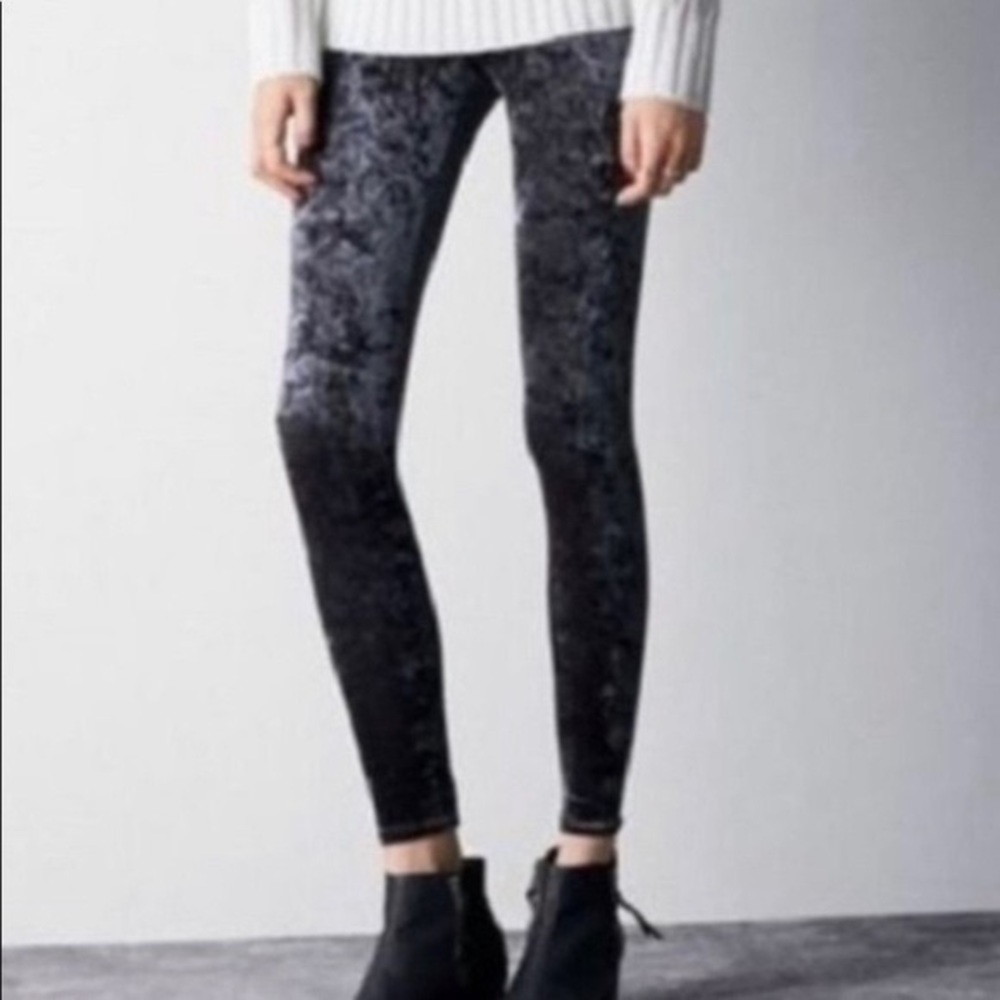 Crushed Velvet High-Rise Leggings EUC